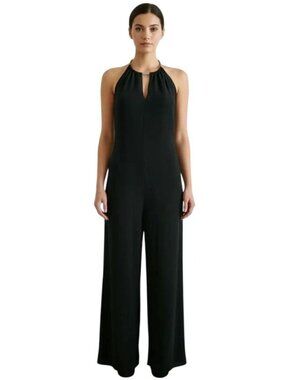 Alchemy New York Black Halter Open-Back Wide-Leg Eveningwear Jumpsuit Women's 8